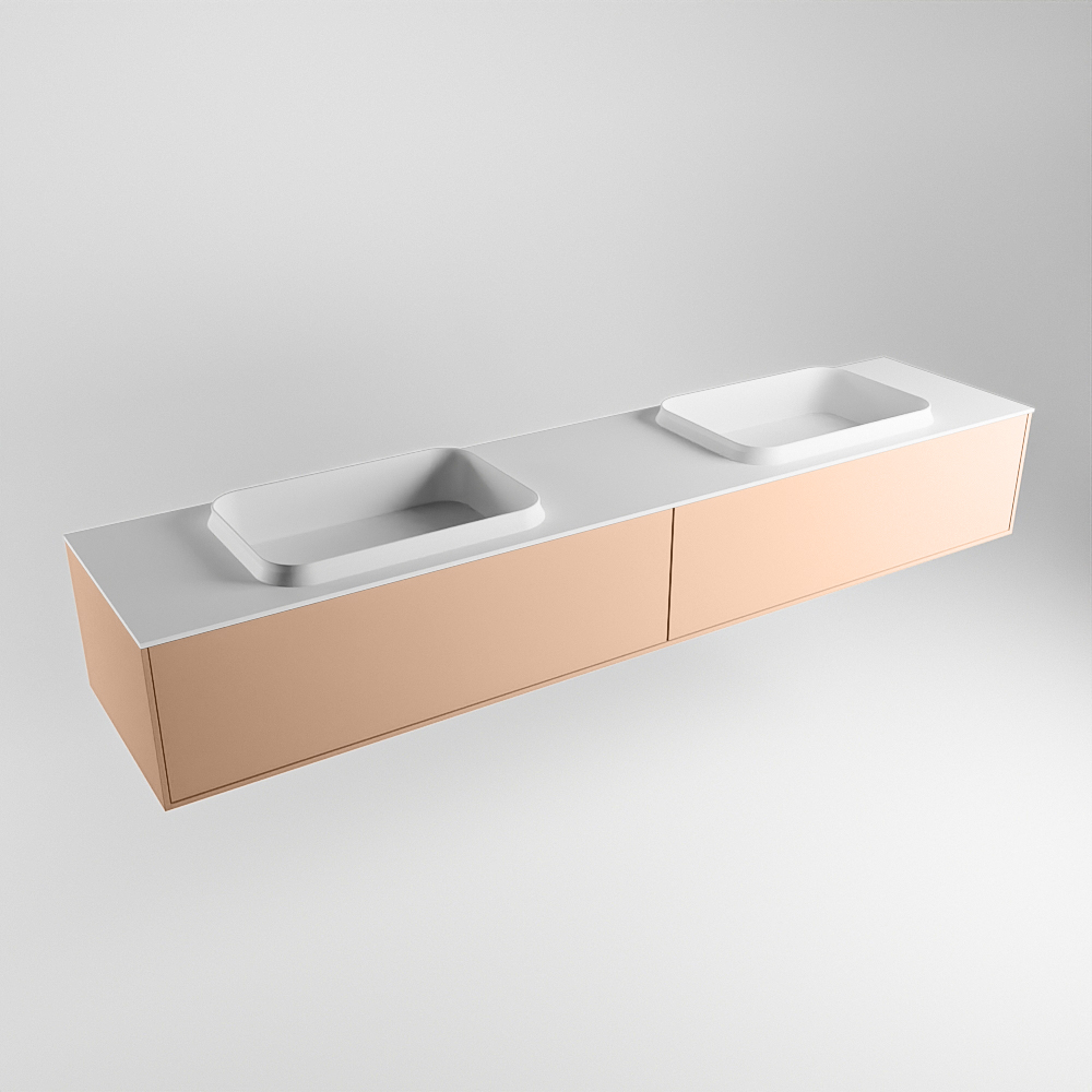 MONDIAZ ERIN 200cm mueble de baño color Rosee 2 cajones. Lavabo RIDGE Doble 2 orificios color Talc. 4 MONDIAZ ERIN 200cm mueble de baño color Rosee 2 cajones. Lavabo RIDGE Doble 2 orificios color Talc. - Imagen 4