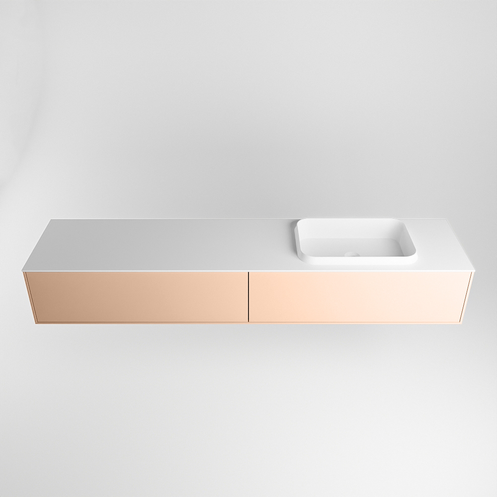 MONDIAZ ERIN 200cm mueble de baño color Rosee 2 cajones. Lavabo RIDGE Derecho sin orificio color Talc. 5 MONDIAZ ERIN 200cm mueble de baño color Rosee 2 cajones. Lavabo RIDGE Derecho sin orificio color Talc. - Imagen 5