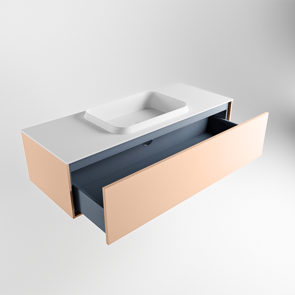 MONDIAZ ERIN 120cm mueble de baño color Rosee 1 cajón. Lavabo RIDGE Centro sin orificio color Talc. 6 MONDIAZ ERIN 120cm mueble de baño color Rosee 1 cajón. Lavabo RIDGE Centro sin orificio color Talc. - Imagen 6