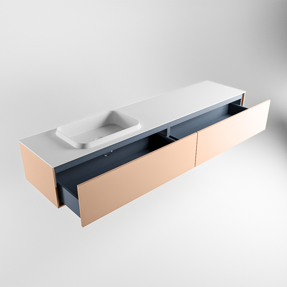 MONDIAZ ERIN 200cm mueble de baño color Rosee 2 cajones. Lavabo RIDGE Izquierda 1 orificio color Talc. 6 MONDIAZ ERIN 200cm mueble de baño color Rosee 2 cajones. Lavabo RIDGE Izquierda 1 orificio color Talc. - Imagen 6