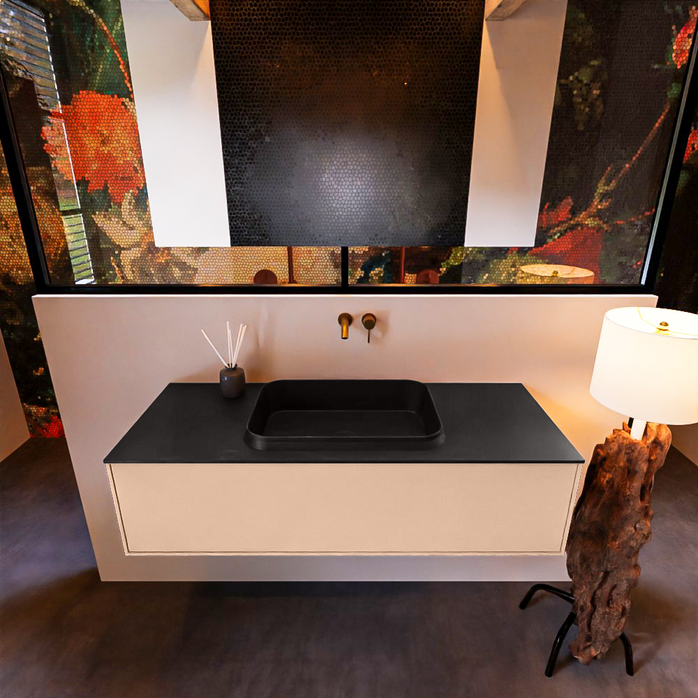 MONDIAZ ERIN 120cm mueble de baño color Rosee 1 cajón. Lavabo RIDGE Centro sin orificio color Urban. 3 MONDIAZ ERIN 120cm mueble de baño color Rosee 1 cajón. Lavabo RIDGE Centro sin orificio color Urban. - Imagen 3