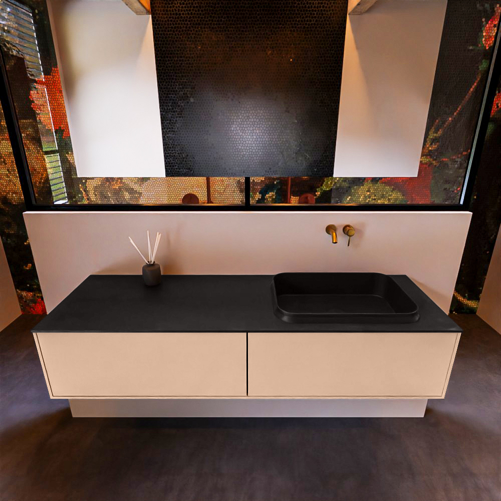 MONDIAZ ERIN 150cm mueble de baño color Rosee 2 cajones. Lavabo RIDGE Derecho sin orificio color Urban. 3 MONDIAZ ERIN 150cm mueble de baño color Rosee 2 cajones. Lavabo RIDGE Derecho sin orificio color Urban. - Imagen 3