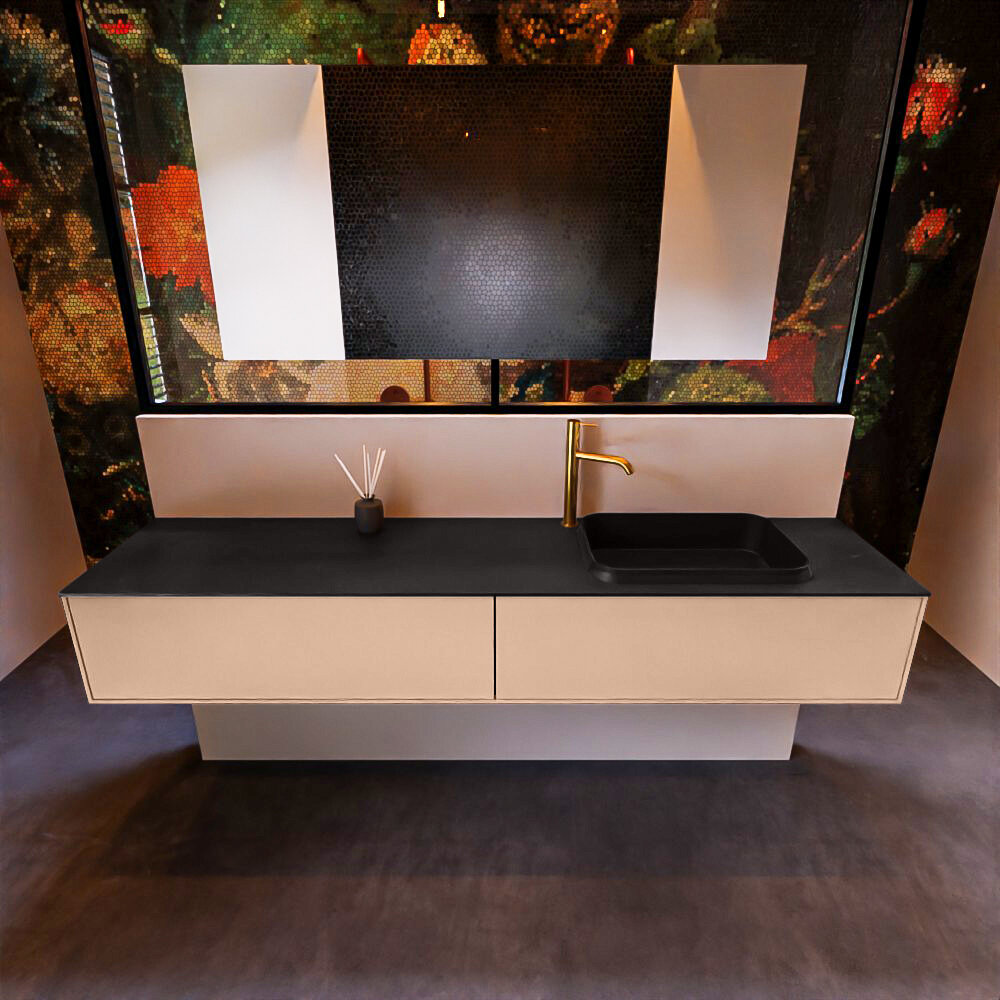 MONDIAZ ERIN 200cm mueble de baño color Rosee 2 cajones. Lavabo RIDGE Derecho 1 orificio color Urban. 3 MONDIAZ ERIN 200cm mueble de baño color Rosee 2 cajones. Lavabo RIDGE Derecho 1 orificio color Urban. - Imagen 3