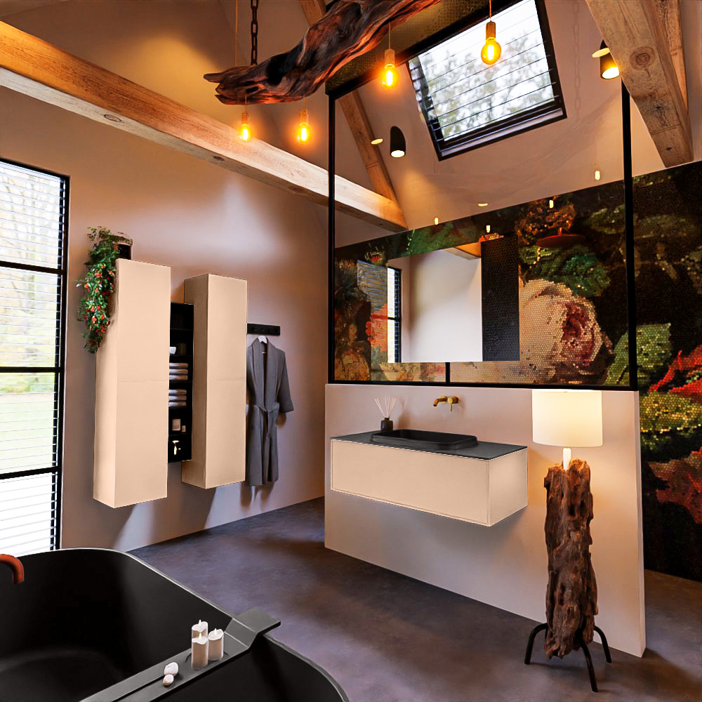 MONDIAZ ERIN 100cm mueble de baño color Rosee 1 cajón. Lavabo RIDGE Centro sin orificio color Urban. 2 MONDIAZ ERIN 100cm mueble de baño color Rosee 1 cajón. Lavabo RIDGE Centro sin orificio color Urban. - Imagen 2