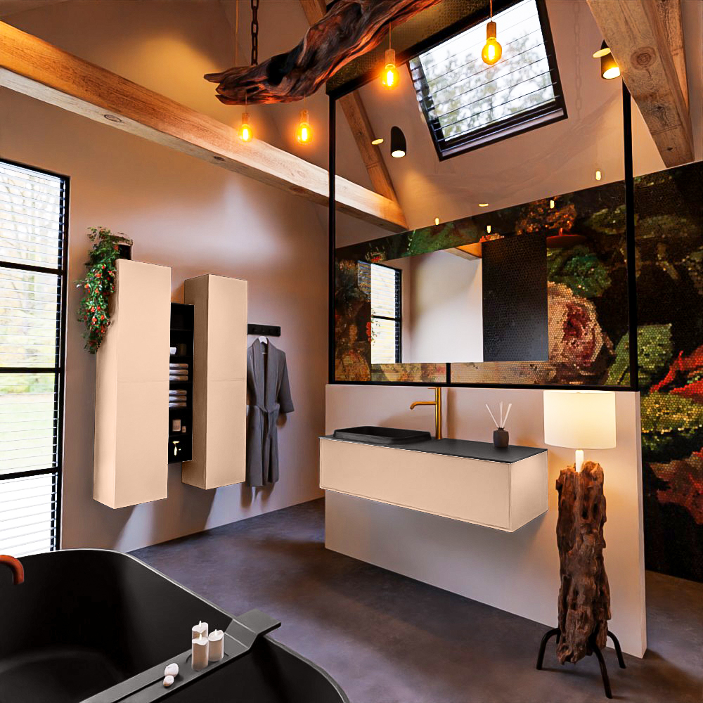 MONDIAZ ERIN 120cm mueble de baño color Rosee 1 cajón. Lavabo RIDGE Izquierda 1 orificio color Urban. 2 MONDIAZ ERIN 120cm mueble de baño color Rosee 1 cajón. Lavabo RIDGE Izquierda 1 orificio color Urban. - Imagen 2