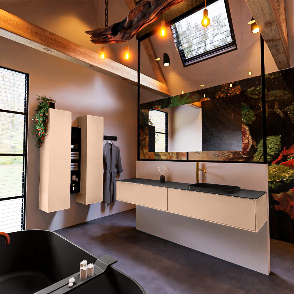 MONDIAZ ERIN 200cm mueble de baño color Rosee 2 cajones. Lavabo RIDGE Derecho 1 orificio color Urban. 2 MONDIAZ ERIN 200cm mueble de baño color Rosee 2 cajones. Lavabo RIDGE Derecho 1 orificio color Urban. - Imagen 2