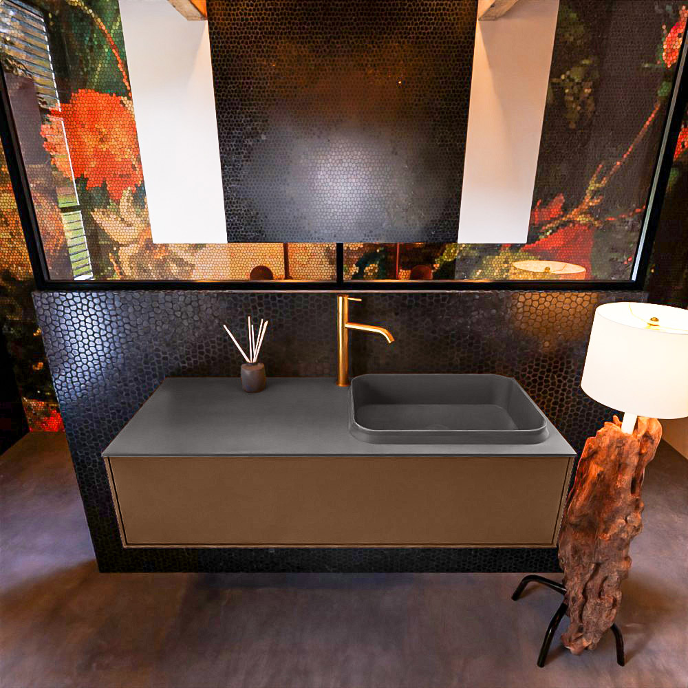 MONDIAZ ERIN 120cm mueble de baño color Rust 1 cajón. Lavabo RIDGE Derecho 1 orificio color Dark Grey. 3 MONDIAZ ERIN 120cm mueble de baño color Rust 1 cajón. Lavabo RIDGE Derecho 1 orificio color Dark Grey. - Imagen 3