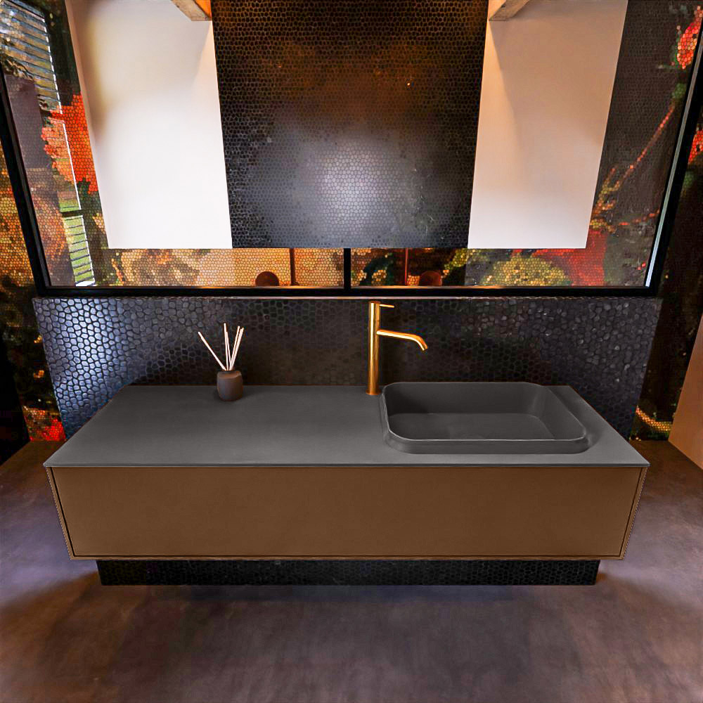 MONDIAZ ERIN 150cm mueble de baño color Rust 1 cajón. Lavabo RIDGE Derecho 1 orificio color Dark Grey. 3 MONDIAZ ERIN 150cm mueble de baño color Rust 1 cajón. Lavabo RIDGE Derecho 1 orificio color Dark Grey. - Imagen 3