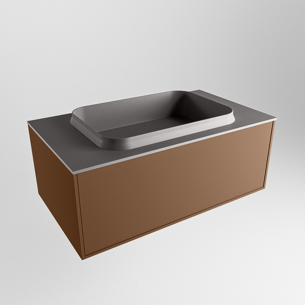 MONDIAZ ERIN 80cm mueble de baño color Rust 1 cajón. Lavabo RIDGE Centro sin orificio color Dark Grey. 4 MONDIAZ ERIN 80cm mueble de baño color Rust 1 cajón. Lavabo RIDGE Centro sin orificio color Dark Grey. - Imagen 4