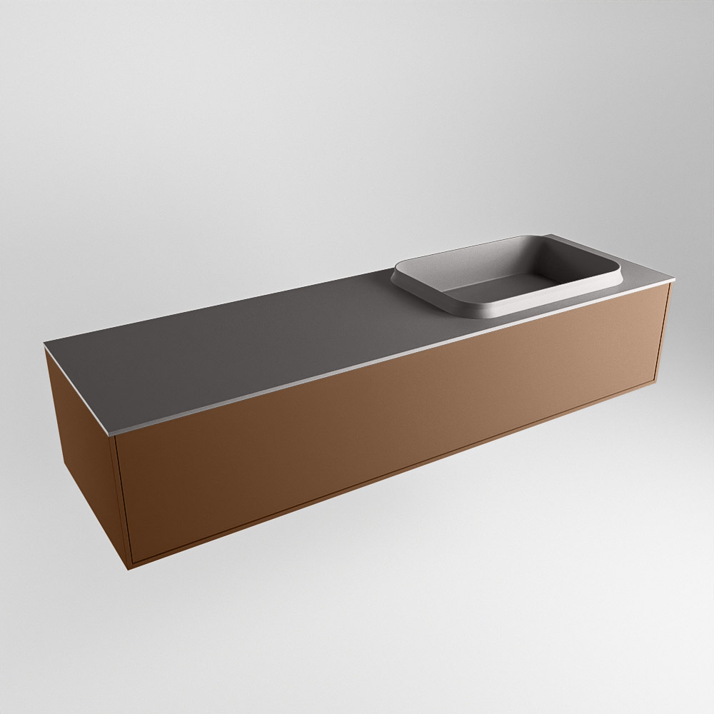 MONDIAZ ERIN 150cm mueble de baño color Rust 1 cajón. Lavabo RIDGE Derecho 1 orificio color Dark Grey. 4 MONDIAZ ERIN 150cm mueble de baño color Rust 1 cajón. Lavabo RIDGE Derecho 1 orificio color Dark Grey. - Imagen 4