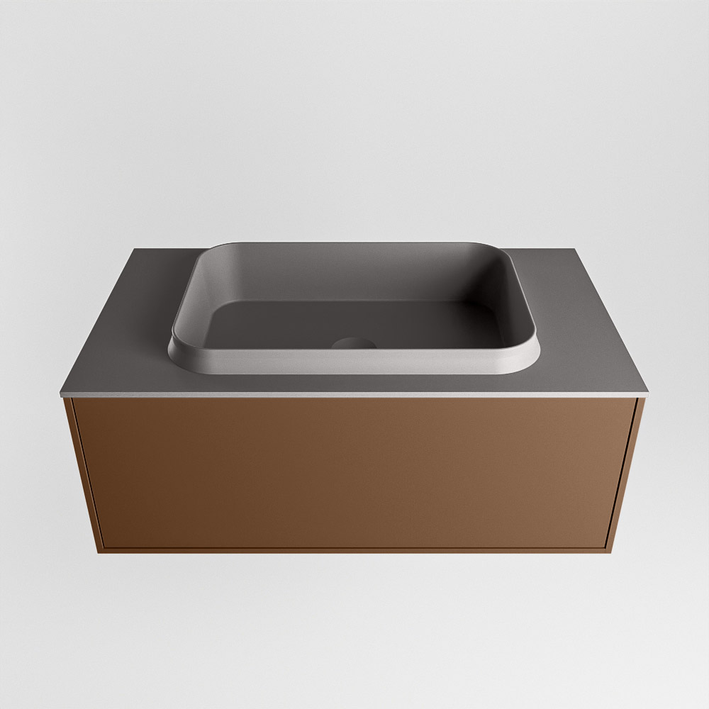 MONDIAZ ERIN 80cm mueble de baño color Rust 1 cajón. Lavabo RIDGE Centro sin orificio color Dark Grey. 5 MONDIAZ ERIN 80cm mueble de baño color Rust 1 cajón. Lavabo RIDGE Centro sin orificio color Dark Grey. - Imagen 5
