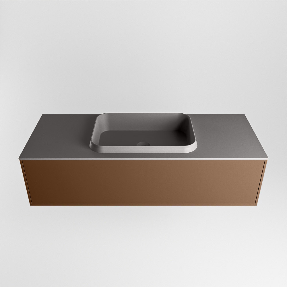 MONDIAZ ERIN 120cm mueble de baño color Rust 1 cajón. Lavabo RIDGE Centro sin orificio color Dark Grey. 5 MONDIAZ ERIN 120cm mueble de baño color Rust 1 cajón. Lavabo RIDGE Centro sin orificio color Dark Grey. - Imagen 5