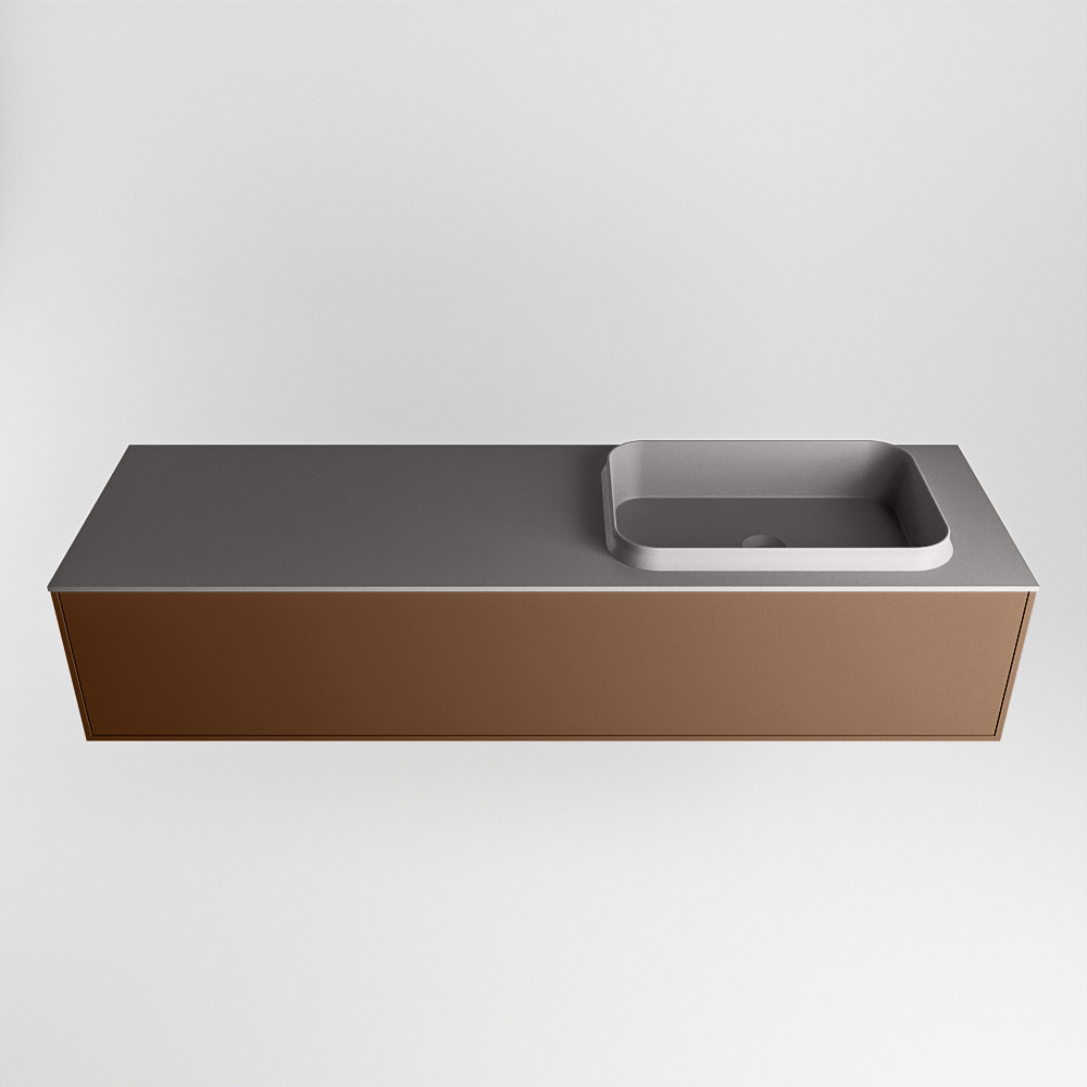 MONDIAZ ERIN 150cm mueble de baño color Rust 1 cajón. Lavabo RIDGE Derecho 1 orificio color Dark Grey. 5 MONDIAZ ERIN 150cm mueble de baño color Rust 1 cajón. Lavabo RIDGE Derecho 1 orificio color Dark Grey. - Imagen 5
