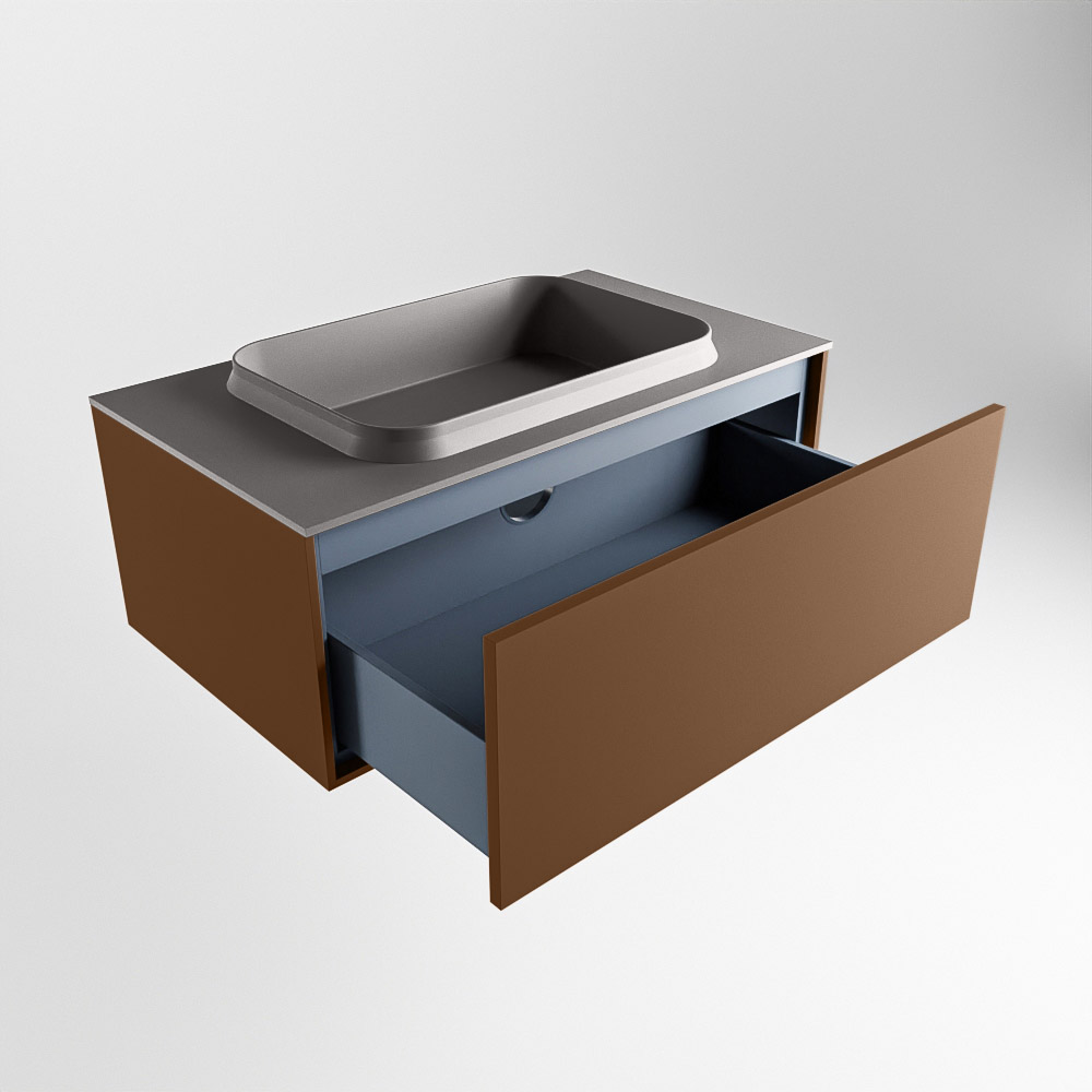 MONDIAZ ERIN 80cm mueble de baño color Rust 1 cajón. Lavabo RIDGE Centro sin orificio color Dark Grey. 6 MONDIAZ ERIN 80cm mueble de baño color Rust 1 cajón. Lavabo RIDGE Centro sin orificio color Dark Grey. - Imagen 6