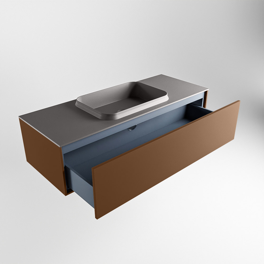 MONDIAZ ERIN 120cm mueble de baño color Rust 1 cajón. Lavabo RIDGE Centro sin orificio color Dark Grey. 6 MONDIAZ ERIN 120cm mueble de baño color Rust 1 cajón. Lavabo RIDGE Centro sin orificio color Dark Grey. - Imagen 6