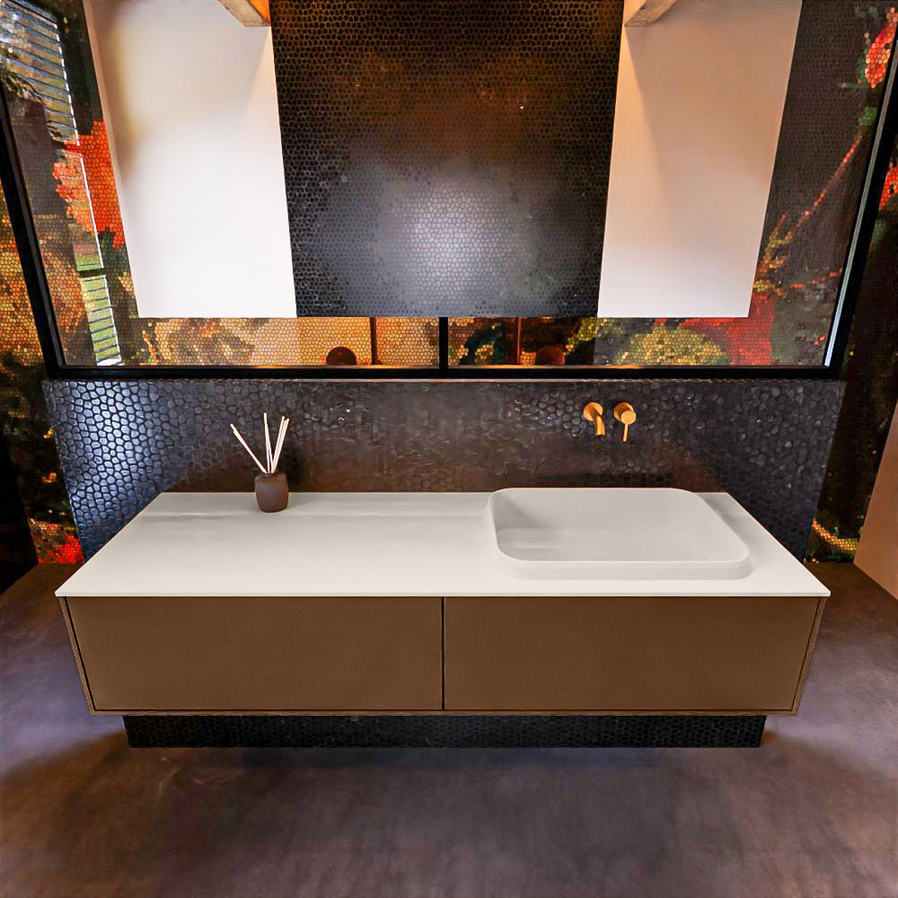 MONDIAZ ERIN 150cm mueble de baño color Rust 2 cajones. Lavabo RIDGE Derecho sin orificio color Linen. 3 MONDIAZ ERIN 150cm mueble de baño color Rust 2 cajones. Lavabo RIDGE Derecho sin orificio color Linen. - Imagen 3