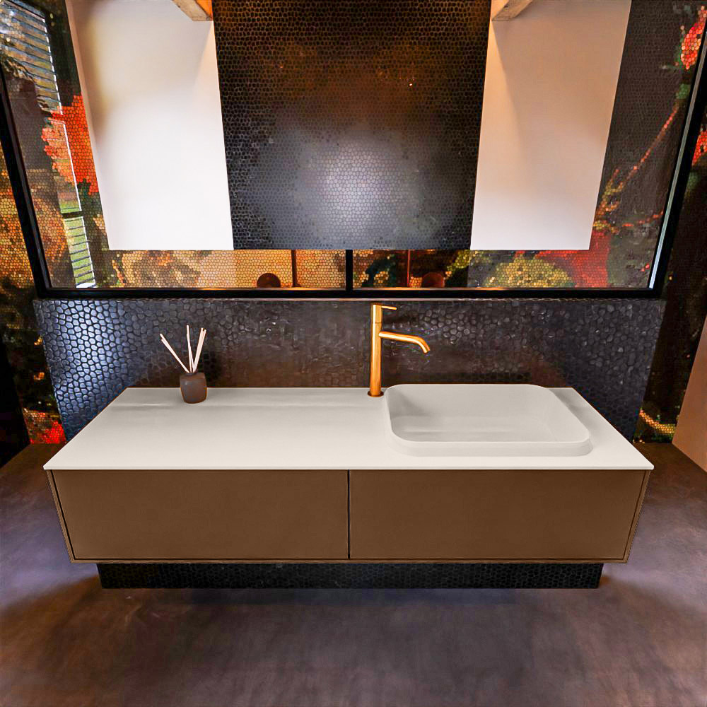 MONDIAZ ERIN 150cm mueble de baño color Rust 2 cajones. Lavabo RIDGE Derecho 1 orificio color Linen. 3 MONDIAZ ERIN 150cm mueble de baño color Rust 2 cajones. Lavabo RIDGE Derecho 1 orificio color Linen. - Imagen 3