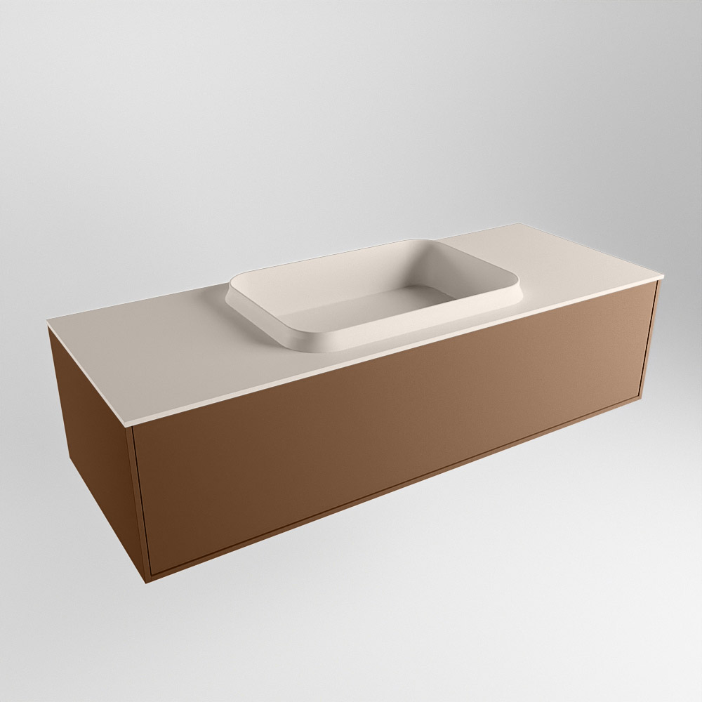 MONDIAZ ERIN 120cm mueble de baño color Rust 1 cajón. Lavabo RIDGE Centro sin orificio color Linen. 4 MONDIAZ ERIN 120cm mueble de baño color Rust 1 cajón. Lavabo RIDGE Centro sin orificio color Linen. - Imagen 4