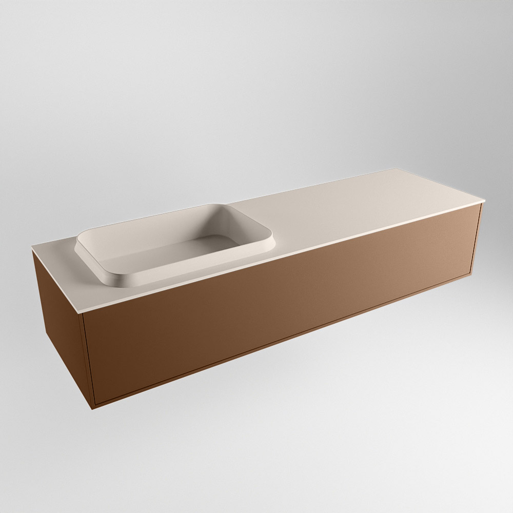 MONDIAZ ERIN 150cm mueble de baño color Rust 1 cajón. Lavabo RIDGE Izquierda 1 orificio color Linen. 4 MONDIAZ ERIN 150cm mueble de baño color Rust 1 cajón. Lavabo RIDGE Izquierda 1 orificio color Linen. - Imagen 4