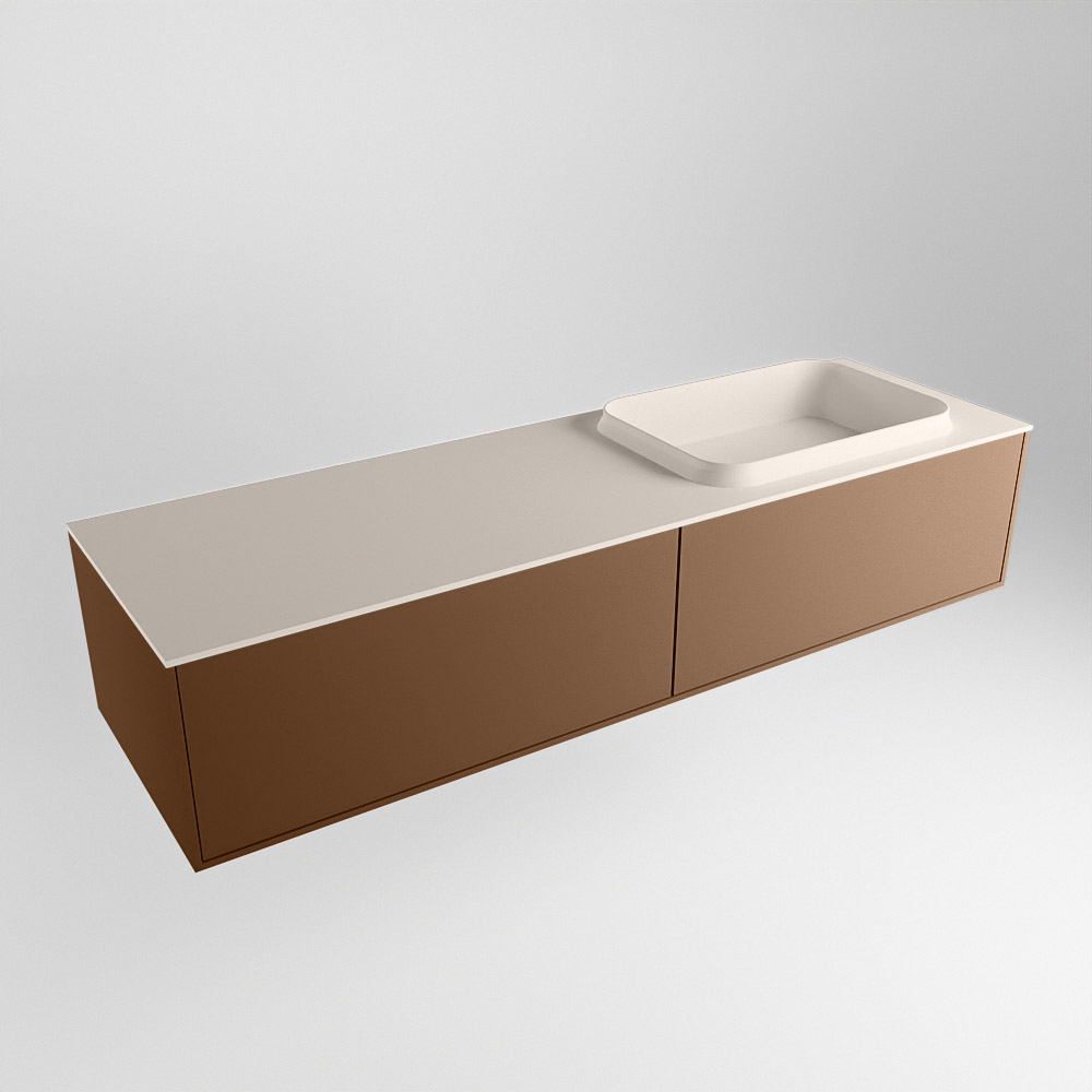 MONDIAZ ERIN 150cm mueble de baño color Rust 2 cajones. Lavabo RIDGE Derecho sin orificio color Linen. 4 MONDIAZ ERIN 150cm mueble de baño color Rust 2 cajones. Lavabo RIDGE Derecho sin orificio color Linen. - Imagen 4