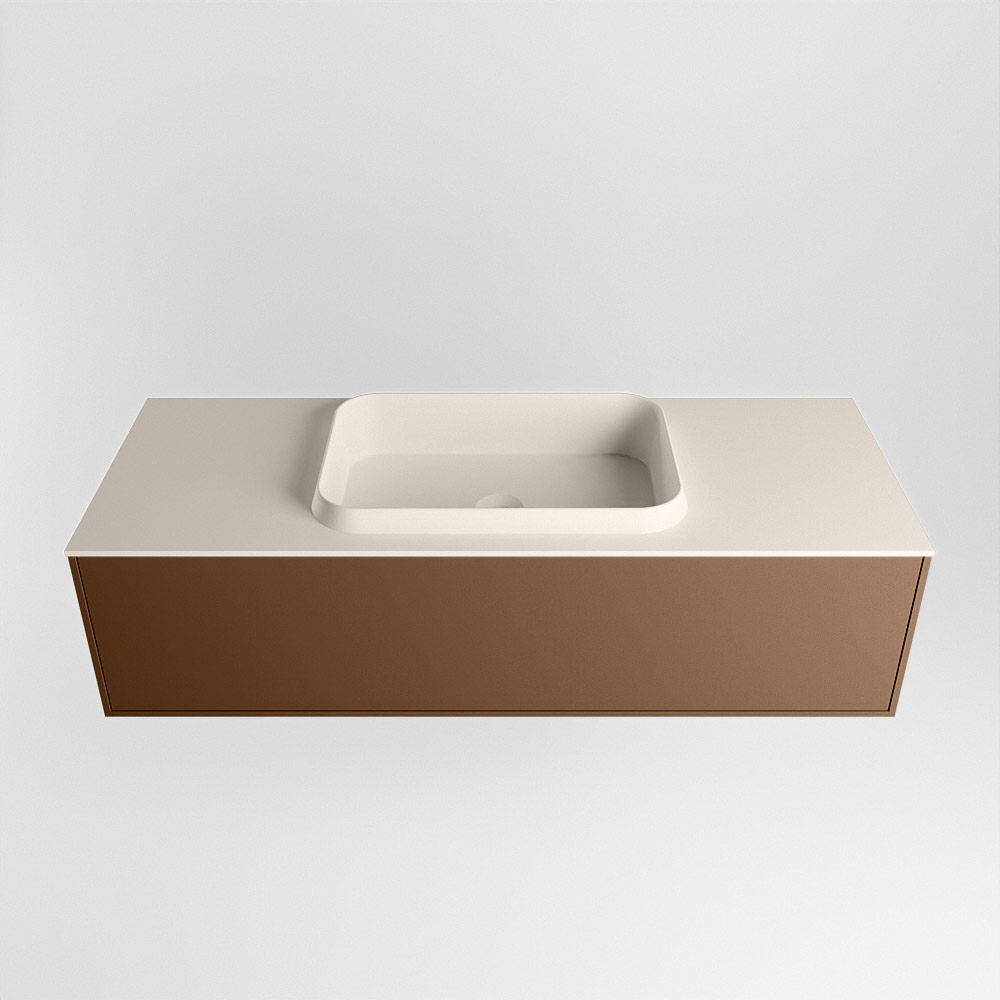 MONDIAZ ERIN 120cm mueble de baño color Rust 1 cajón. Lavabo RIDGE Centro sin orificio color Linen. 5 MONDIAZ ERIN 120cm mueble de baño color Rust 1 cajón. Lavabo RIDGE Centro sin orificio color Linen. - Imagen 5