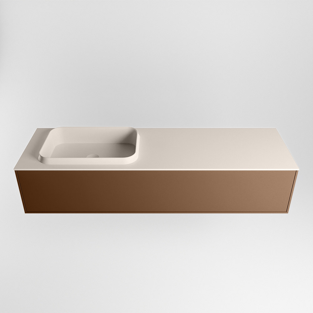 MONDIAZ ERIN 150cm mueble de baño color Rust 1 cajón. Lavabo RIDGE Izquierda 1 orificio color Linen. 5 MONDIAZ ERIN 150cm mueble de baño color Rust 1 cajón. Lavabo RIDGE Izquierda 1 orificio color Linen. - Imagen 5
