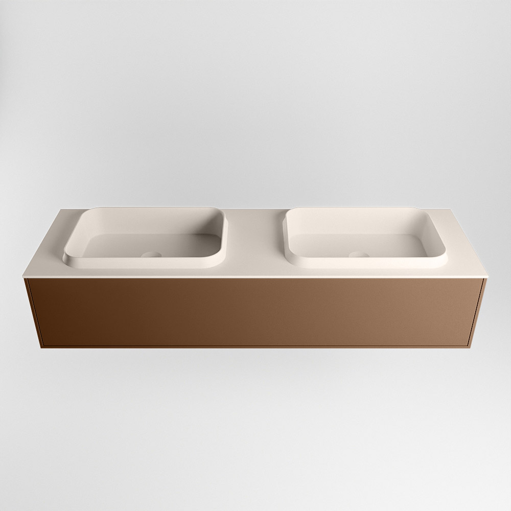 MONDIAZ ERIN 150cm mueble de baño color Rust 1 cajón. Lavabo RIDGE Doble 2 orificios color Linen. 5 MONDIAZ ERIN 150cm mueble de baño color Rust 1 cajón. Lavabo RIDGE Doble 2 orificios color Linen. - Imagen 5