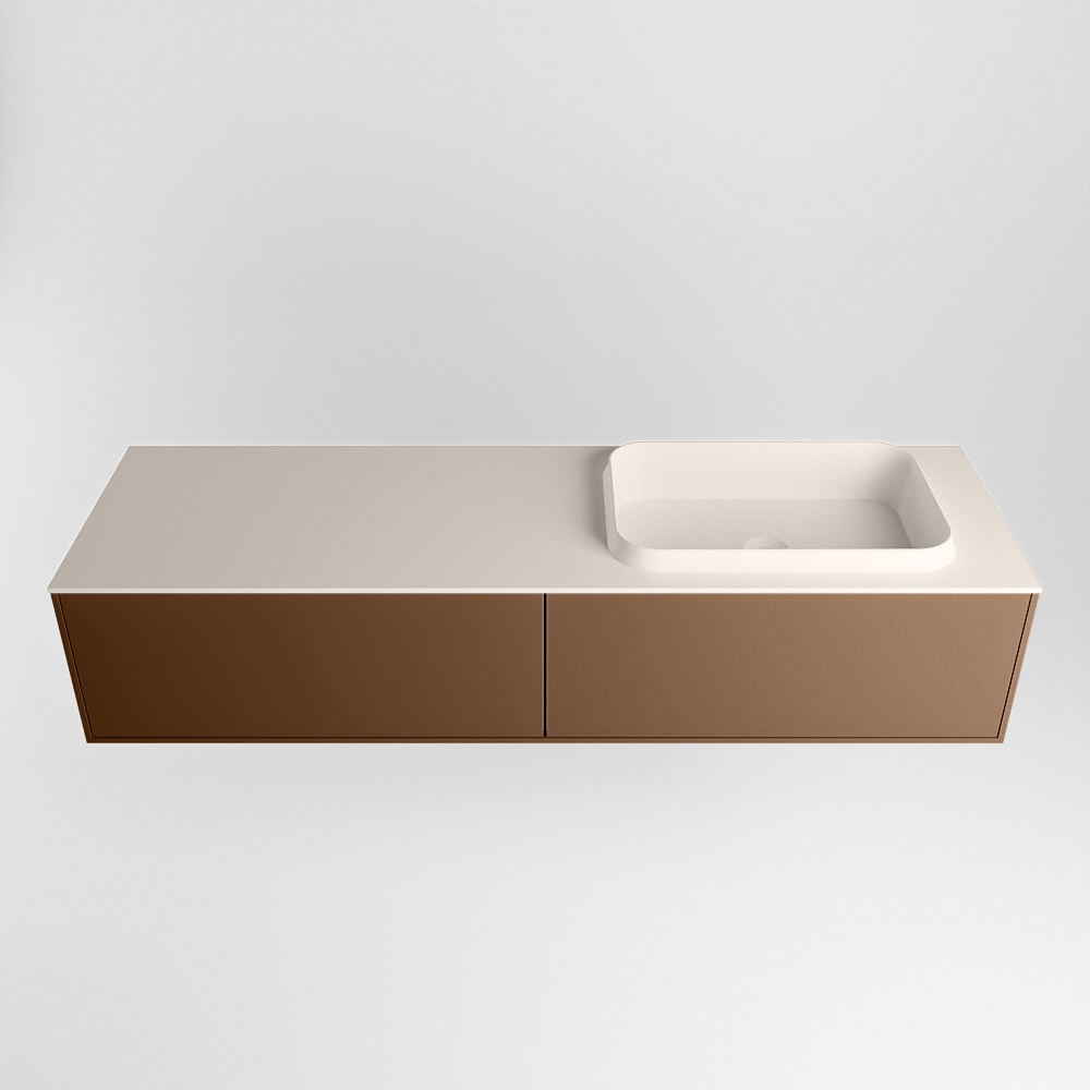 MONDIAZ ERIN 150cm mueble de baño color Rust 2 cajones. Lavabo RIDGE Derecho sin orificio color Linen. 5 MONDIAZ ERIN 150cm mueble de baño color Rust 2 cajones. Lavabo RIDGE Derecho sin orificio color Linen. - Imagen 5