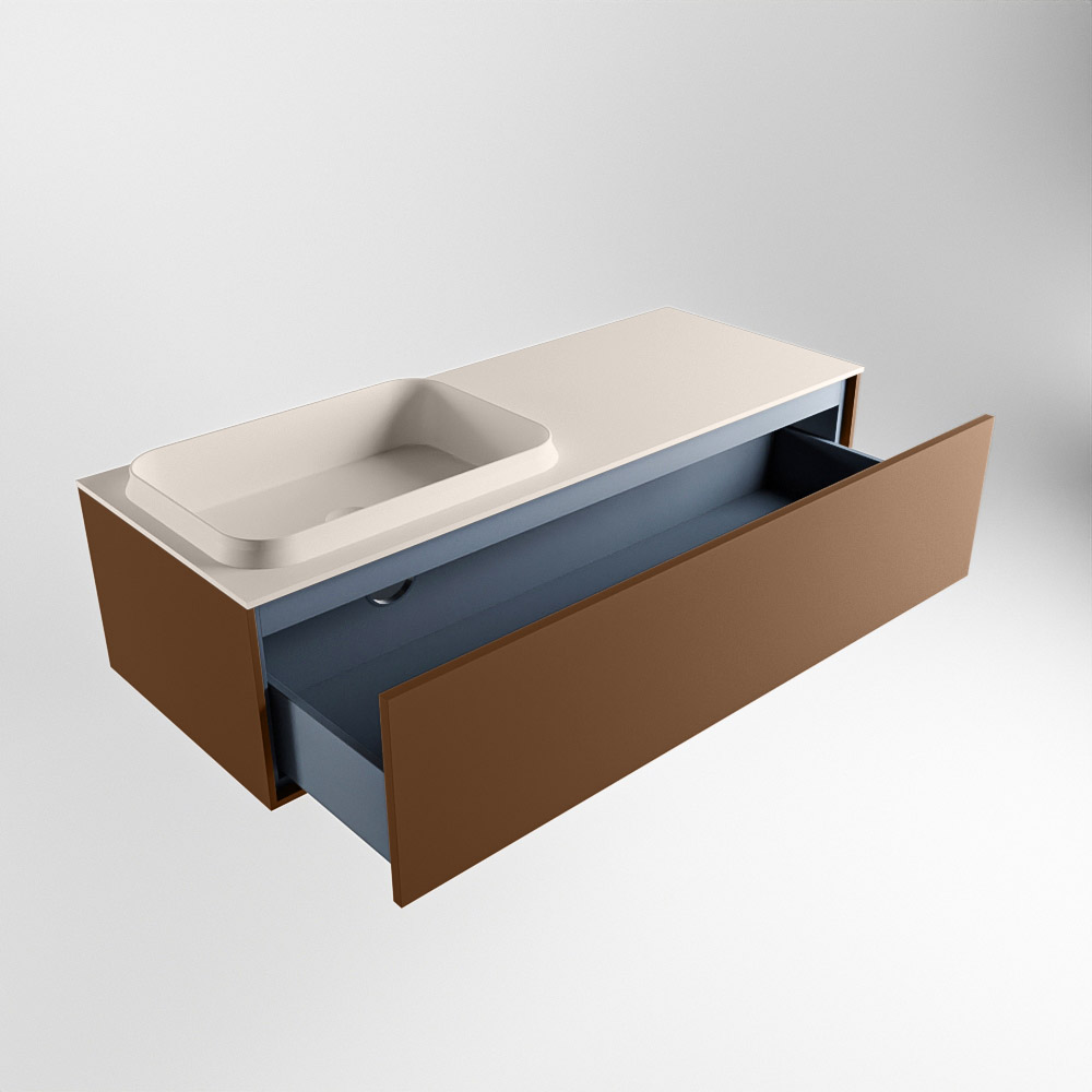MONDIAZ ERIN 120cm mueble de baño color Rust 1 cajón. Lavabo RIDGE Izquierda sin orificio color Linen. 6 MONDIAZ ERIN 120cm mueble de baño color Rust 1 cajón. Lavabo RIDGE Izquierda sin orificio color Linen. - Imagen 6