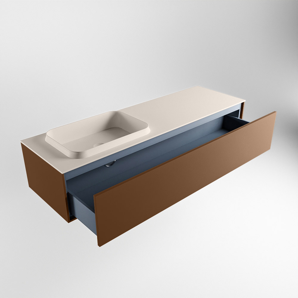 MONDIAZ ERIN 150cm mueble de baño color Rust 1 cajón. Lavabo RIDGE Izquierda 1 orificio color Linen. 6 MONDIAZ ERIN 150cm mueble de baño color Rust 1 cajón. Lavabo RIDGE Izquierda 1 orificio color Linen. - Imagen 6