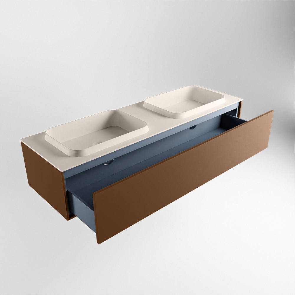 MONDIAZ ERIN 150cm mueble de baño color Rust 1 cajón. Lavabo RIDGE Doble 2 orificios color Linen. 6 MONDIAZ ERIN 150cm mueble de baño color Rust 1 cajón. Lavabo RIDGE Doble 2 orificios color Linen. - Imagen 6