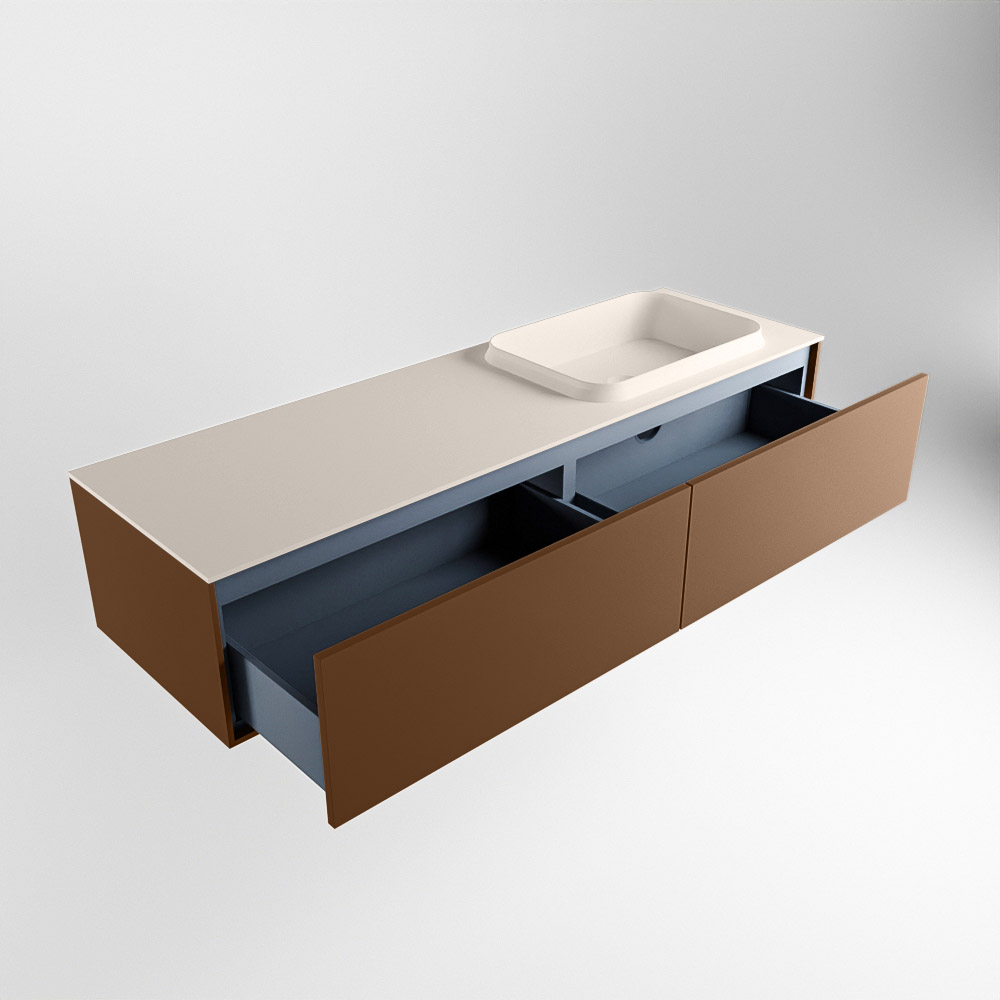 MONDIAZ ERIN 150cm mueble de baño color Rust 2 cajones. Lavabo RIDGE Derecho sin orificio color Linen. 6 MONDIAZ ERIN 150cm mueble de baño color Rust 2 cajones. Lavabo RIDGE Derecho sin orificio color Linen. - Imagen 6