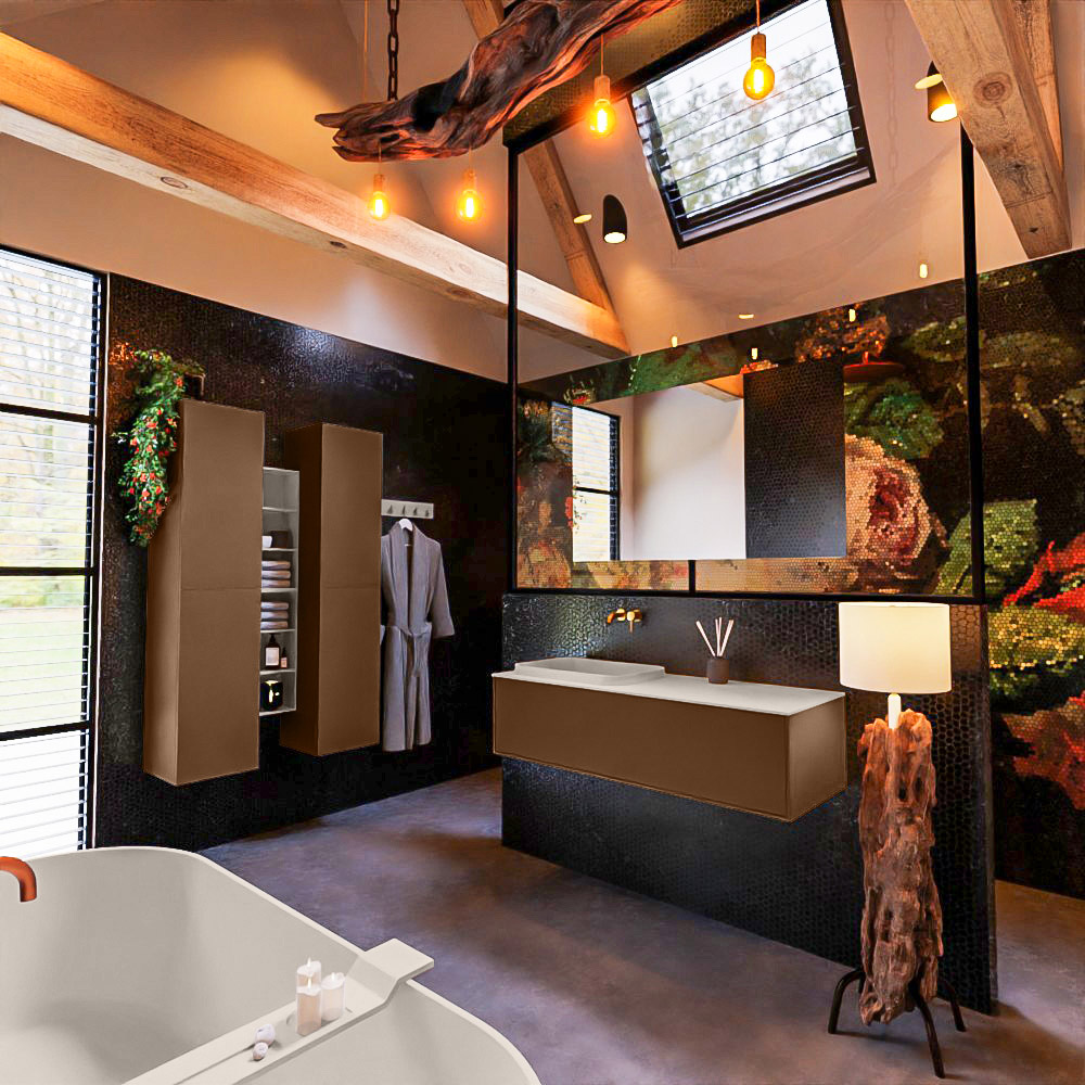 MONDIAZ ERIN 120cm mueble de baño color Rust 1 cajón. Lavabo RIDGE Izquierda sin orificio color Linen. 2 MONDIAZ ERIN 120cm mueble de baño color Rust 1 cajón. Lavabo RIDGE Izquierda sin orificio color Linen. - Imagen 2