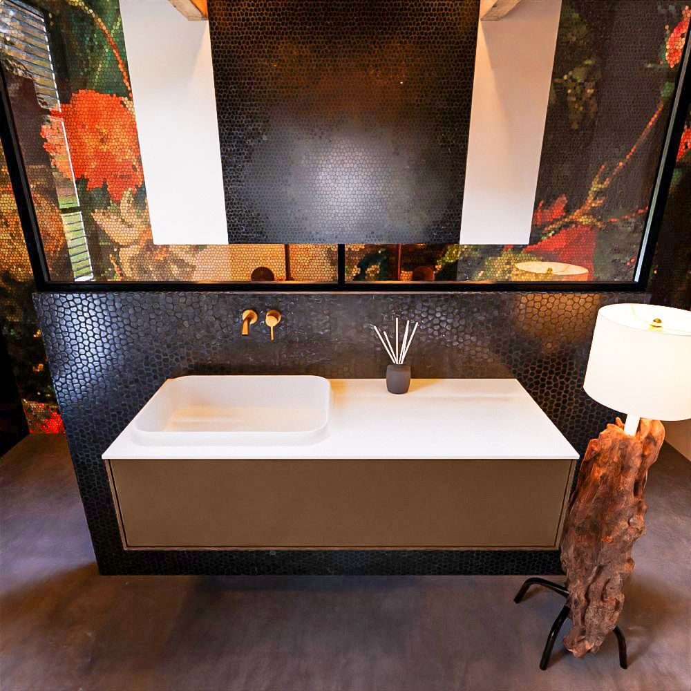 MONDIAZ ERIN 120cm mueble de baño color Rust 1 cajón. Lavabo RIDGE Izquierda sin orificio color Talc. 3 MONDIAZ ERIN 120cm mueble de baño color Rust 1 cajón. Lavabo RIDGE Izquierda sin orificio color Talc. - Imagen 3