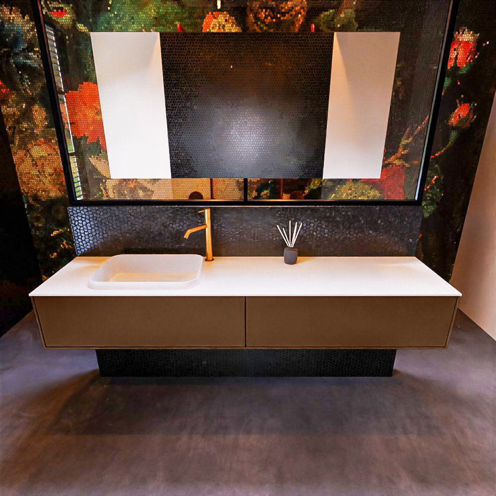 MONDIAZ ERIN 200cm mueble de baño color Rust 2 cajones. Lavabo RIDGE Izquierda 1 orificio color Talc. 3 MONDIAZ ERIN 200cm mueble de baño color Rust 2 cajones. Lavabo RIDGE Izquierda 1 orificio color Talc. - Imagen 3