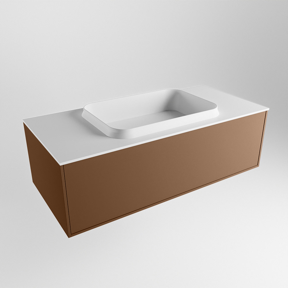 MONDIAZ ERIN 100cm mueble de baño color Rust 1 cajón. Lavabo RIDGE Centro sin orificio color Talc. 4 MONDIAZ ERIN 100cm mueble de baño color Rust 1 cajón. Lavabo RIDGE Centro sin orificio color Talc. - Imagen 4