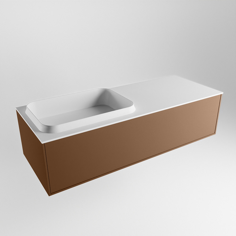 MONDIAZ ERIN 120cm mueble de baño color Rust 1 cajón. Lavabo RIDGE Izquierda sin orificio color Talc. 4 MONDIAZ ERIN 120cm mueble de baño color Rust 1 cajón. Lavabo RIDGE Izquierda sin orificio color Talc. - Imagen 4