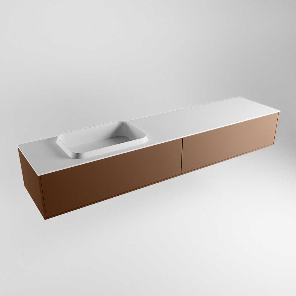 MONDIAZ ERIN 200cm mueble de baño color Rust 2 cajones. Lavabo RIDGE Izquierda 1 orificio color Talc. 4 MONDIAZ ERIN 200cm mueble de baño color Rust 2 cajones. Lavabo RIDGE Izquierda 1 orificio color Talc. - Imagen 4