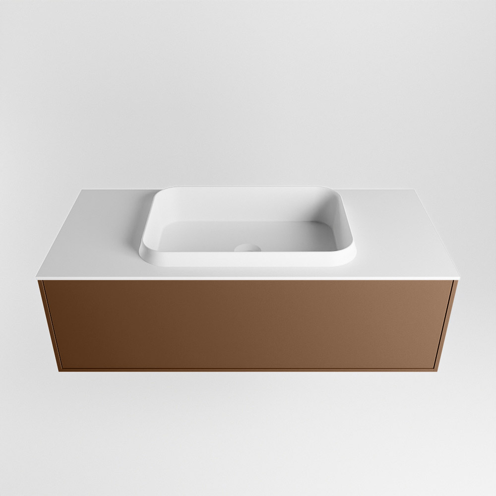 MONDIAZ ERIN 100cm mueble de baño color Rust 1 cajón. Lavabo RIDGE Centro sin orificio color Talc. 5 MONDIAZ ERIN 100cm mueble de baño color Rust 1 cajón. Lavabo RIDGE Centro sin orificio color Talc. - Imagen 5