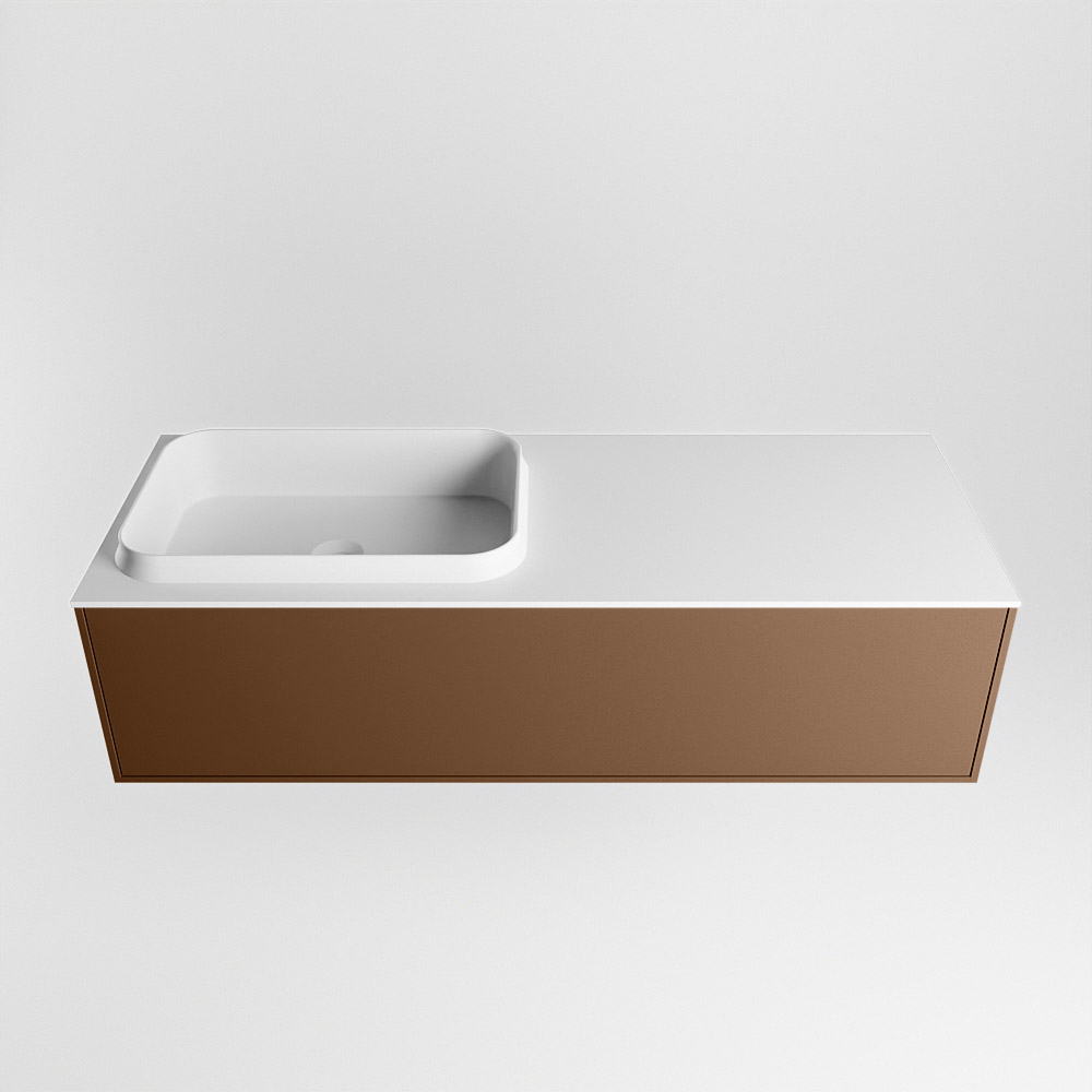MONDIAZ ERIN 120cm mueble de baño color Rust 1 cajón. Lavabo RIDGE Izquierda sin orificio color Talc. 5 MONDIAZ ERIN 120cm mueble de baño color Rust 1 cajón. Lavabo RIDGE Izquierda sin orificio color Talc. - Imagen 5