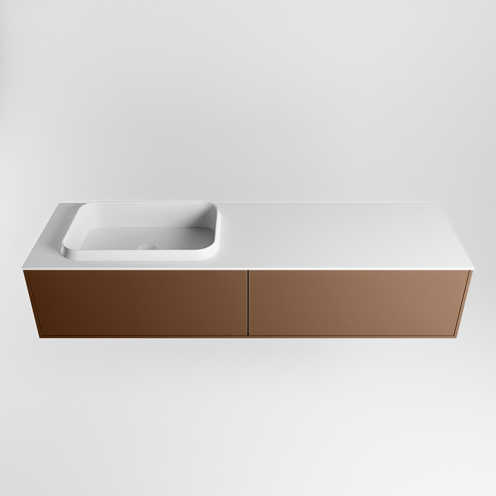 MONDIAZ ERIN 150cm mueble de baño color Rust 2 cajones. Lavabo RIDGE Izquierda sin orificio color Talc. 5 MONDIAZ ERIN 150cm mueble de baño color Rust 2 cajones. Lavabo RIDGE Izquierda sin orificio color Talc. - Imagen 5