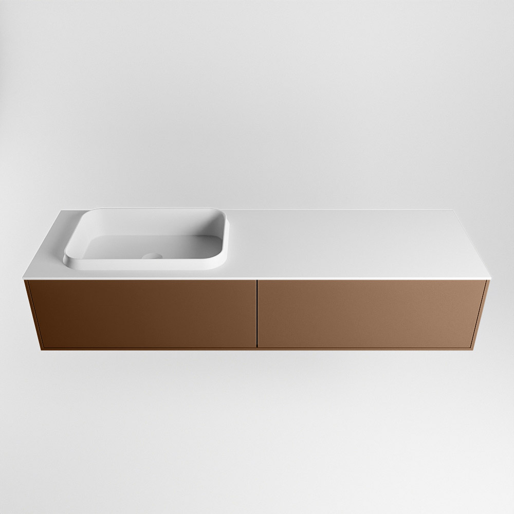 MONDIAZ ERIN 150cm mueble de baño color Rust 2 cajones. Lavabo RIDGE Izquierda 1 orificio color Talc. 5 MONDIAZ ERIN 150cm mueble de baño color Rust 2 cajones. Lavabo RIDGE Izquierda 1 orificio color Talc. - Imagen 5