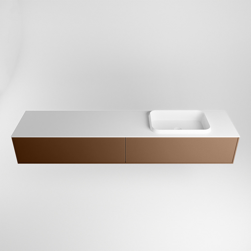 MONDIAZ ERIN 200cm mueble de baño color Rust 2 cajones. Lavabo RIDGE Derecho sin orificio color Talc. 5 MONDIAZ ERIN 200cm mueble de baño color Rust 2 cajones. Lavabo RIDGE Derecho sin orificio color Talc. - Imagen 5
