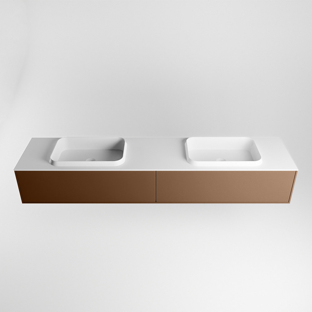 MONDIAZ ERIN 200cm mueble de baño color Rust 2 cajones. Lavabo RIDGE Doble sin orificio color Talc. 5 MONDIAZ ERIN 200cm mueble de baño color Rust 2 cajones. Lavabo RIDGE Doble sin orificio color Talc. - Imagen 5