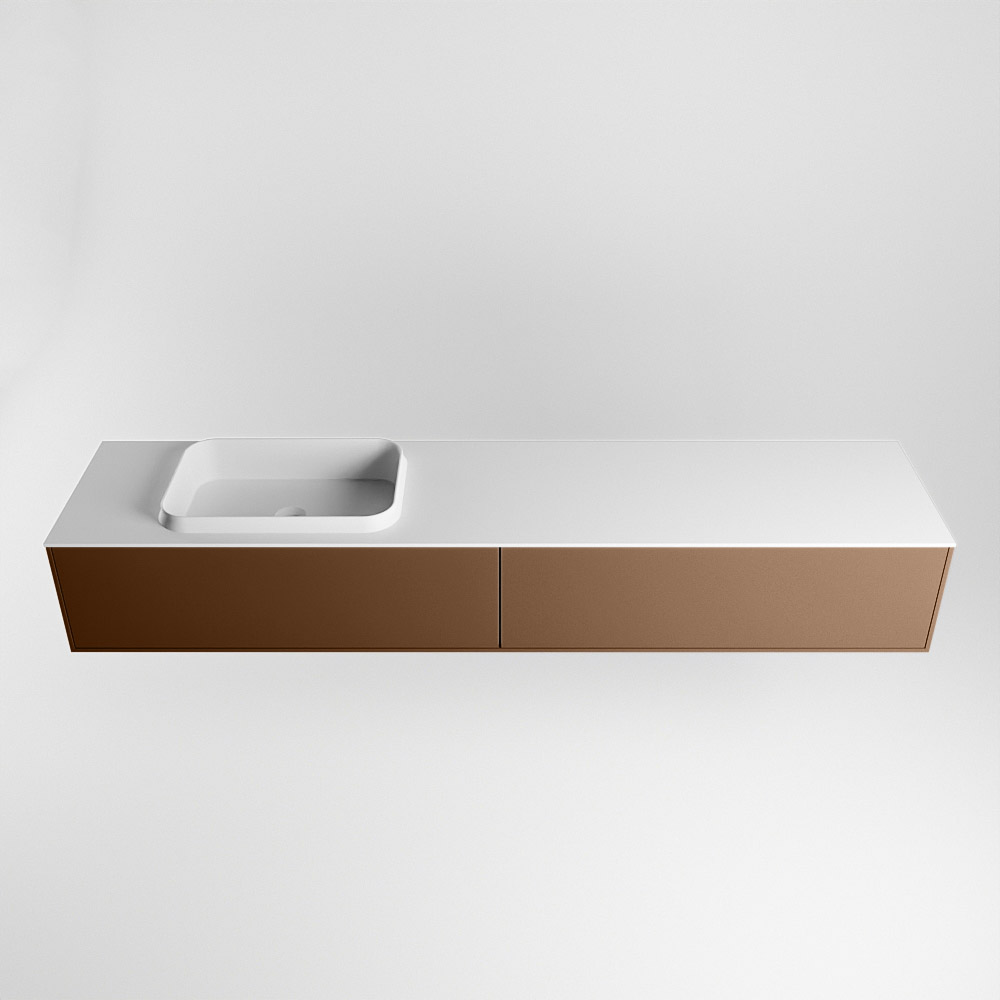MONDIAZ ERIN 200cm mueble de baño color Rust 2 cajones. Lavabo RIDGE Izquierda 1 orificio color Talc. 5 MONDIAZ ERIN 200cm mueble de baño color Rust 2 cajones. Lavabo RIDGE Izquierda 1 orificio color Talc. - Imagen 5