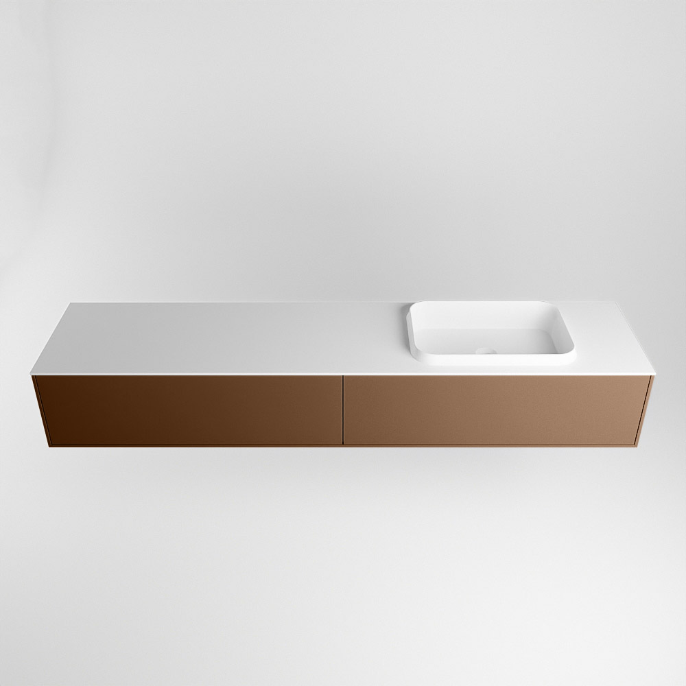 MONDIAZ ERIN 200cm mueble de baño color Rust 2 cajones. Lavabo RIDGE Derecho 1 orificio color Talc. 5 MONDIAZ ERIN 200cm mueble de baño color Rust 2 cajones. Lavabo RIDGE Derecho 1 orificio color Talc. - Imagen 5