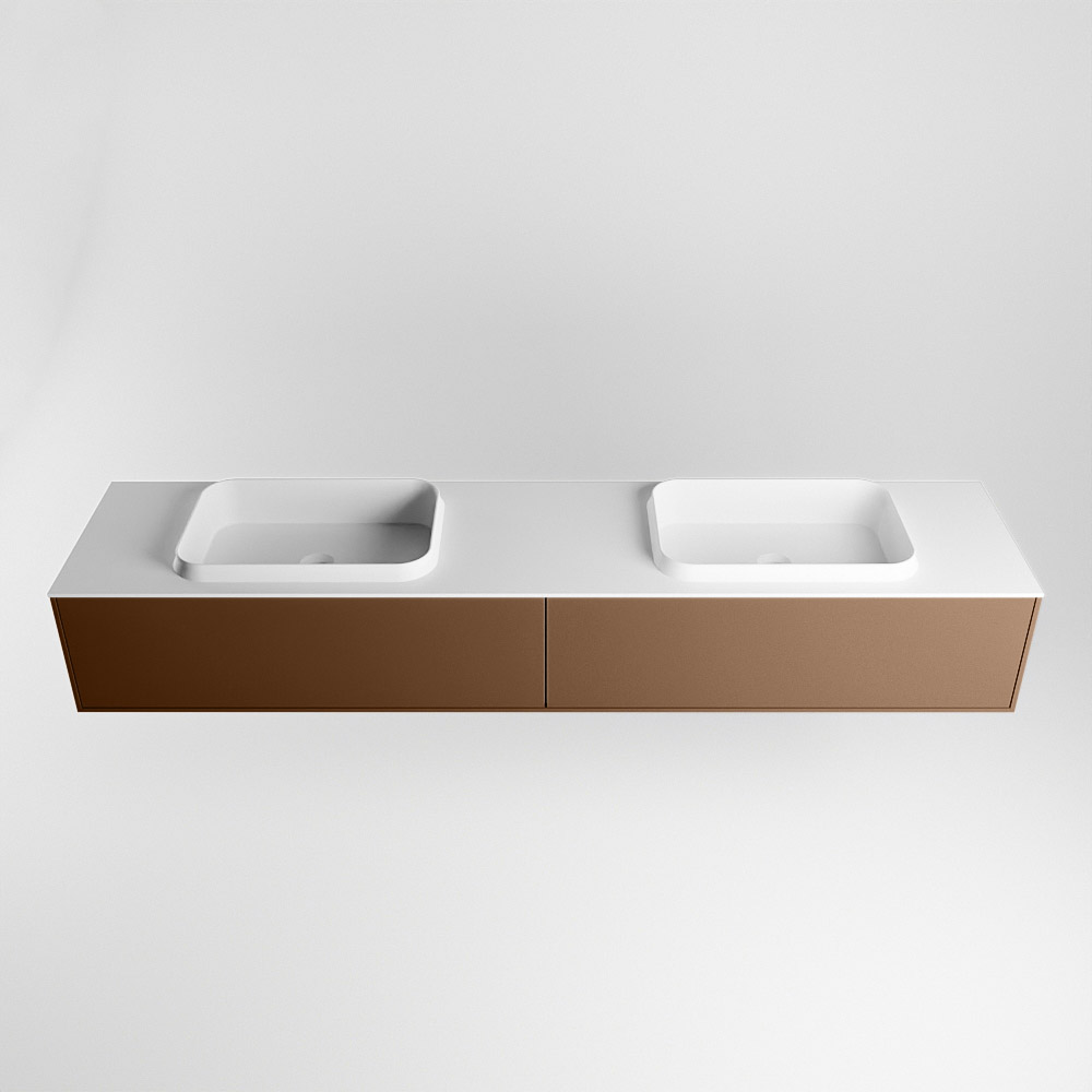 MONDIAZ ERIN 200cm mueble de baño color Rust 2 cajones. Lavabo RIDGE Doble 2 orificios color Talc. 5 MONDIAZ ERIN 200cm mueble de baño color Rust 2 cajones. Lavabo RIDGE Doble 2 orificios color Talc. - Imagen 5