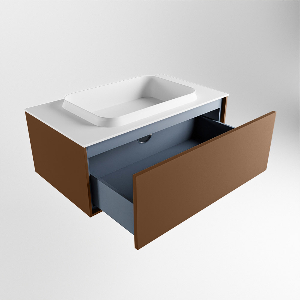 MONDIAZ ERIN 80cm mueble de baño color Rust 1 cajón. Lavabo RIDGE Centro sin orificio color Talc. 6 MONDIAZ ERIN 80cm mueble de baño color Rust 1 cajón. Lavabo RIDGE Centro sin orificio color Talc. - Imagen 6