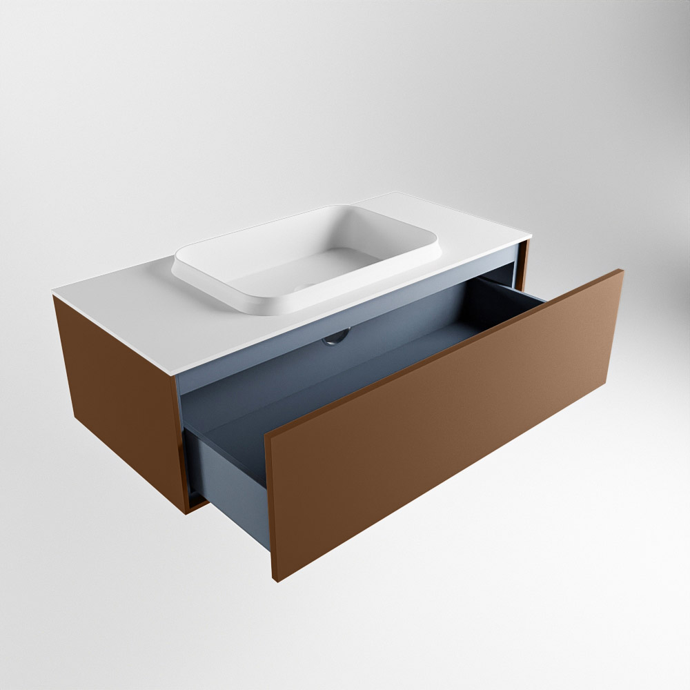 MONDIAZ ERIN 100cm mueble de baño color Rust 1 cajón. Lavabo RIDGE Centro sin orificio color Talc. 6 MONDIAZ ERIN 100cm mueble de baño color Rust 1 cajón. Lavabo RIDGE Centro sin orificio color Talc. - Imagen 6
