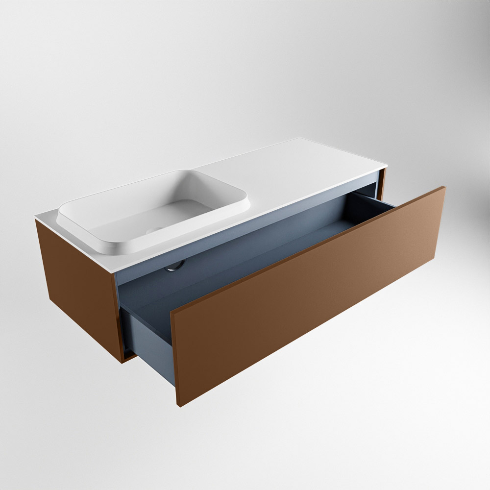 MONDIAZ ERIN 120cm mueble de baño color Rust 1 cajón. Lavabo RIDGE Izquierda sin orificio color Talc. 6 MONDIAZ ERIN 120cm mueble de baño color Rust 1 cajón. Lavabo RIDGE Izquierda sin orificio color Talc. - Imagen 6